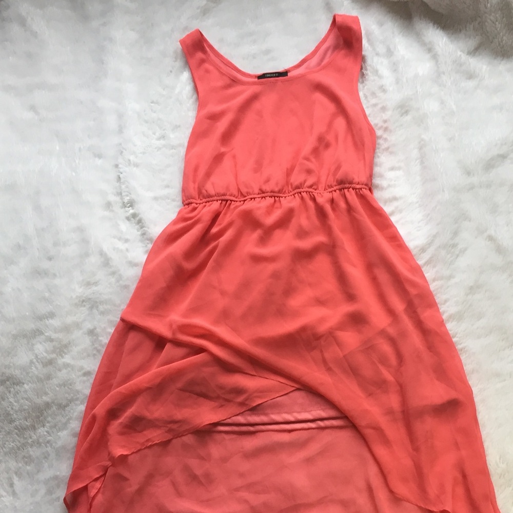 Bright Coral High Low Dress